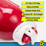 Seachoice 79276 Twin Eye Ribbed Fender Kit (Includes 2 6.5" x 23" Red Fenders and 2 Matching 3/8 x 5' Fender Lines) - DE77233S - official Seachoice product image 10
