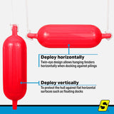 Seachoice 79276 Twin Eye Ribbed Fender Kit (Includes 2 6.5" x 23" Red Fenders and 2 Matching 3/8 x 5' Fender Lines) - DE77233S - official Seachoice product image 7