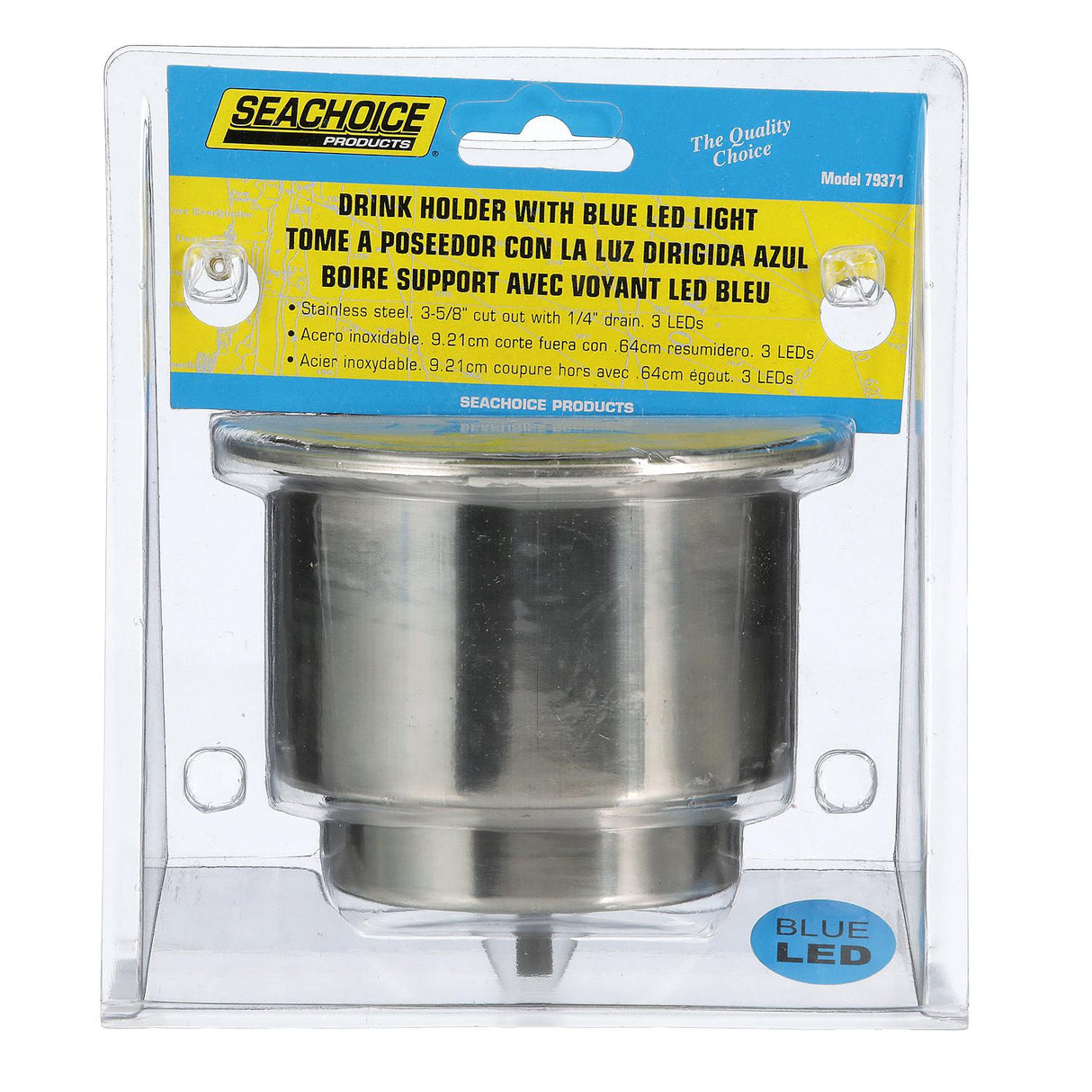 Seachoice 79371 Boat Drink Holder, Recessed, Blue LED, Stainless Steel - 79371 - official Seachoice product image 7