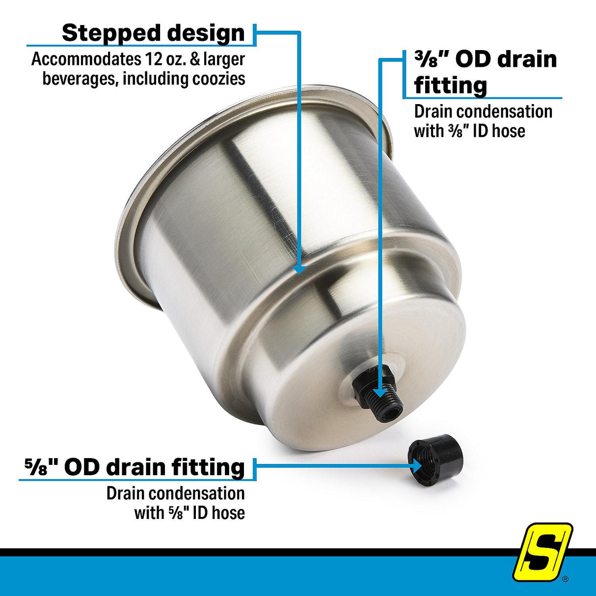 Seachoice 769420 Stainless-Steel Drink Holder With 5/8" Drain - 79420 - official Seachoice product image 7