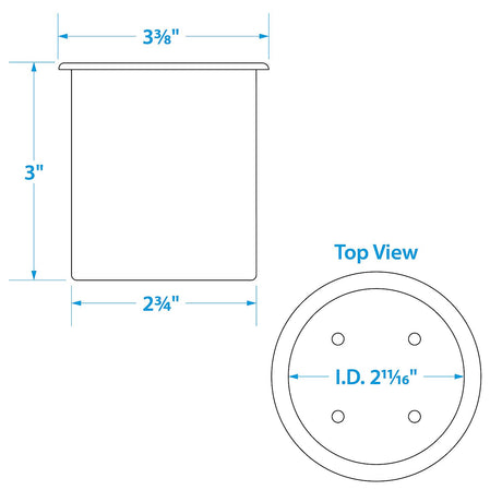 Seachoice Plastic Recessed Drink Holder, 3 in Dia. Hole, Black - 79481 - official Seachoice product image 3