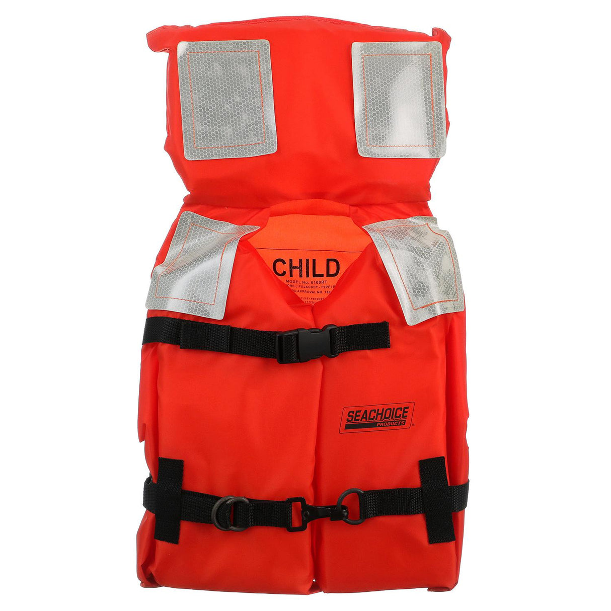 Seachoice 85941 Type I Commercial Offshore Jacket, Fluorescent Orange, Reflective Panels, Youth, Up to 90 Lbs. - 6100-85940-YTH - official Seachoice product image 3