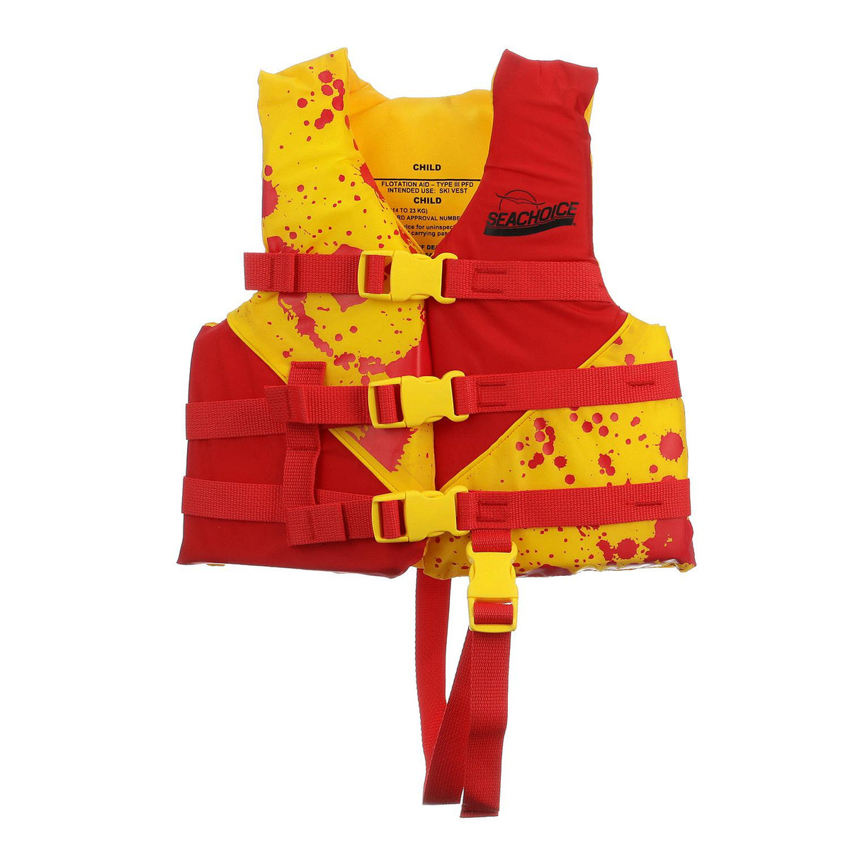 Seachoice Level 70 Life Jacket, Deluxe Adjustable Boat Vest, Bright Yellow and Red, Child, 33-55 Lbs. - 86130 - official Seachoice product image 4