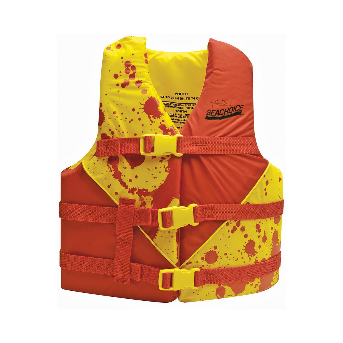 Seachoice Level 70 Life Jacket, Deluxe Adjustable Boat Vest, Bright Yellow and Red, Youth, 55-88 Lbs. - 86170 - official Seachoice product image 5