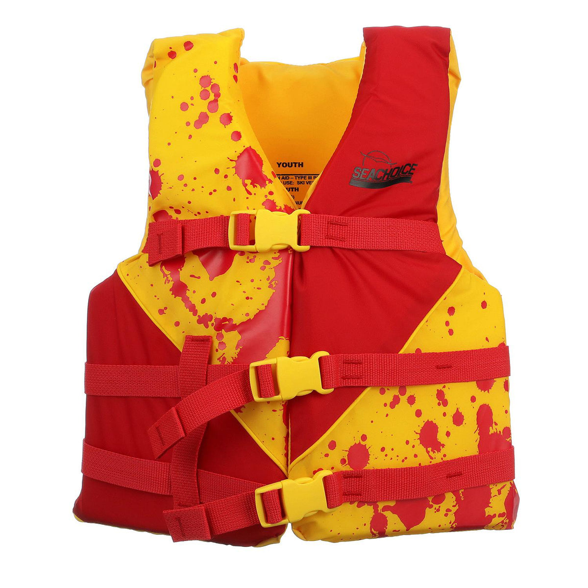 Seachoice Level 70 Life Jacket, Deluxe Adjustable Boat Vest, Bright Yellow and Red, Youth, 55-88 Lbs. - 86170 - official Seachoice product image 3