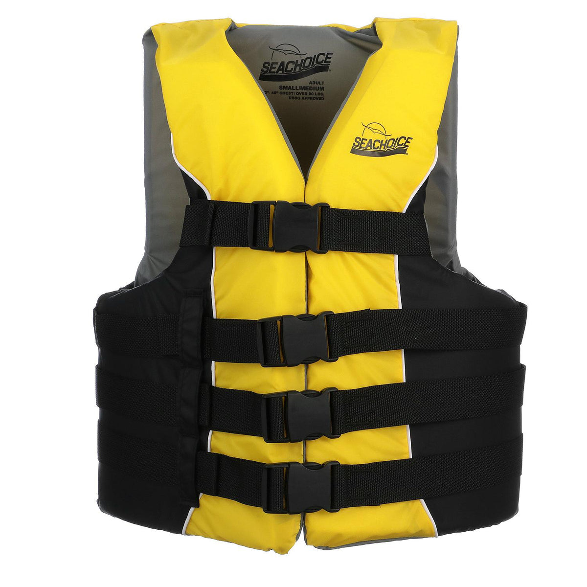 Seachoice 86410 Level 70 Life Jacket, Deluxe Adjustable 4-Belt Ski Vest, Yellow and Black, Size S/M: 32-40 in. Chest - 86410 - official Seachoice product image 4