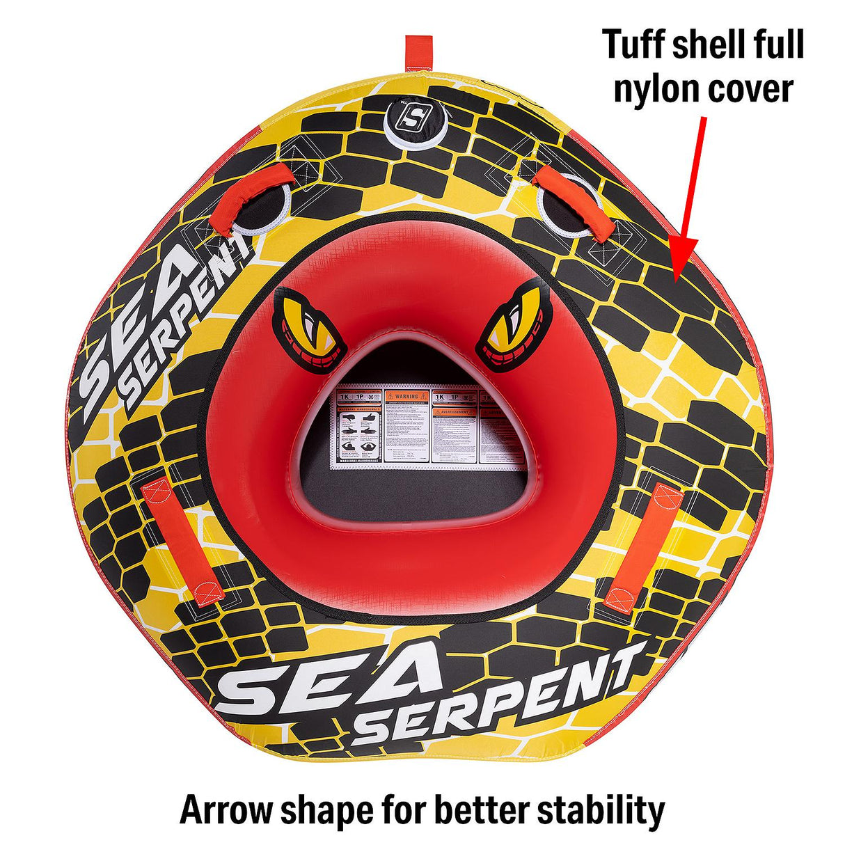 Seachoice 86901 Sea Serpent Towable Tube, Open Top Boat Tube w/ Reinforced Towing System, 1 Person, 50 In. X 48 In. - 50-86901 - official Seachoice product image 8