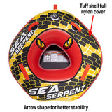 Seachoice 86901 Sea Serpent Towable Tube, Open Top Boat Tube w/ Reinforced Towing System, 1 Person, 50 In. X 48 In. - 50-86901 - official Seachoice product image 8