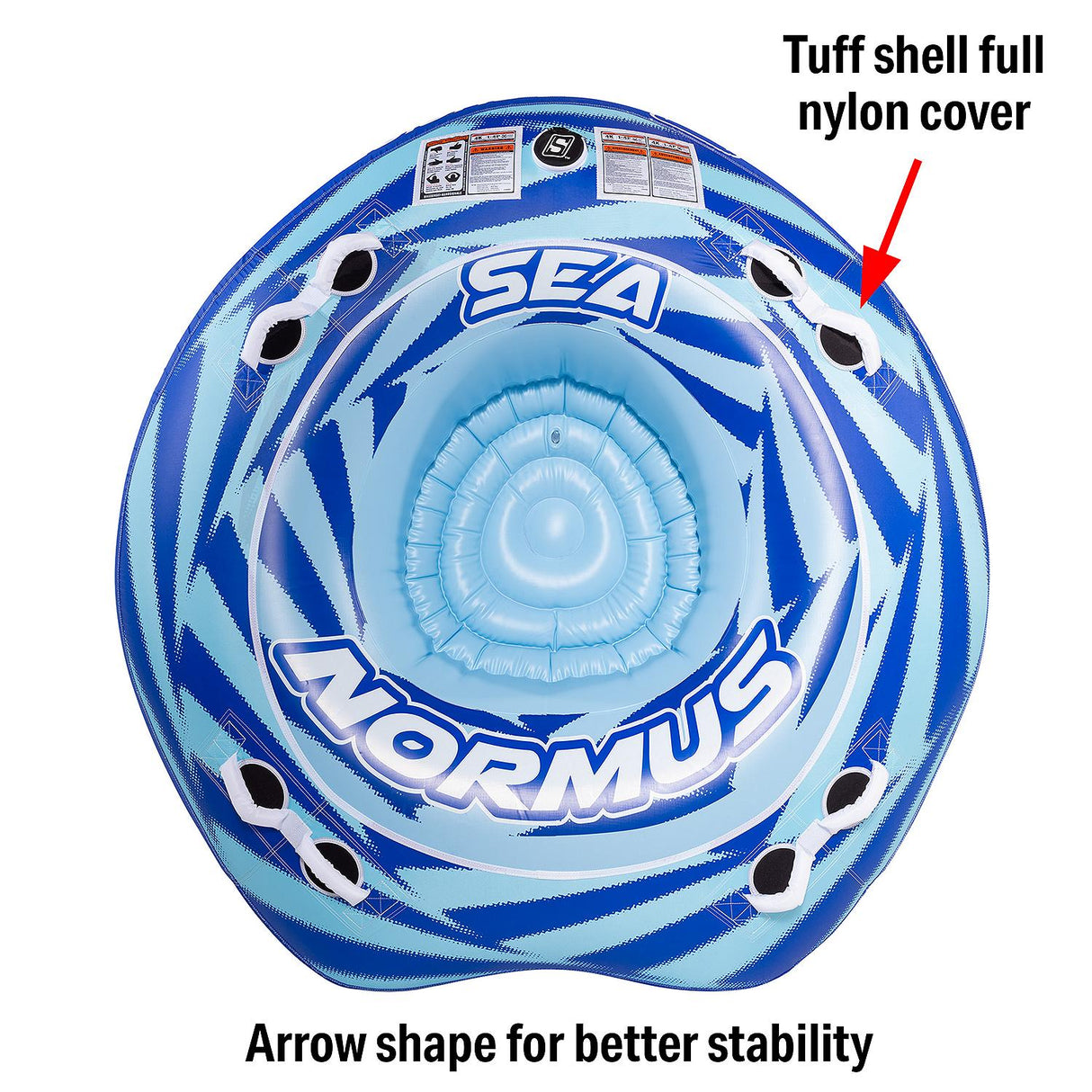 Seachoice 86904 Sea-Normus Towable Tube, Open Top Boat Tube w/ Air-Cushioned Floor, 4 Person, 69 In. X 69 In. - 50-86904 - official Seachoice product image 8