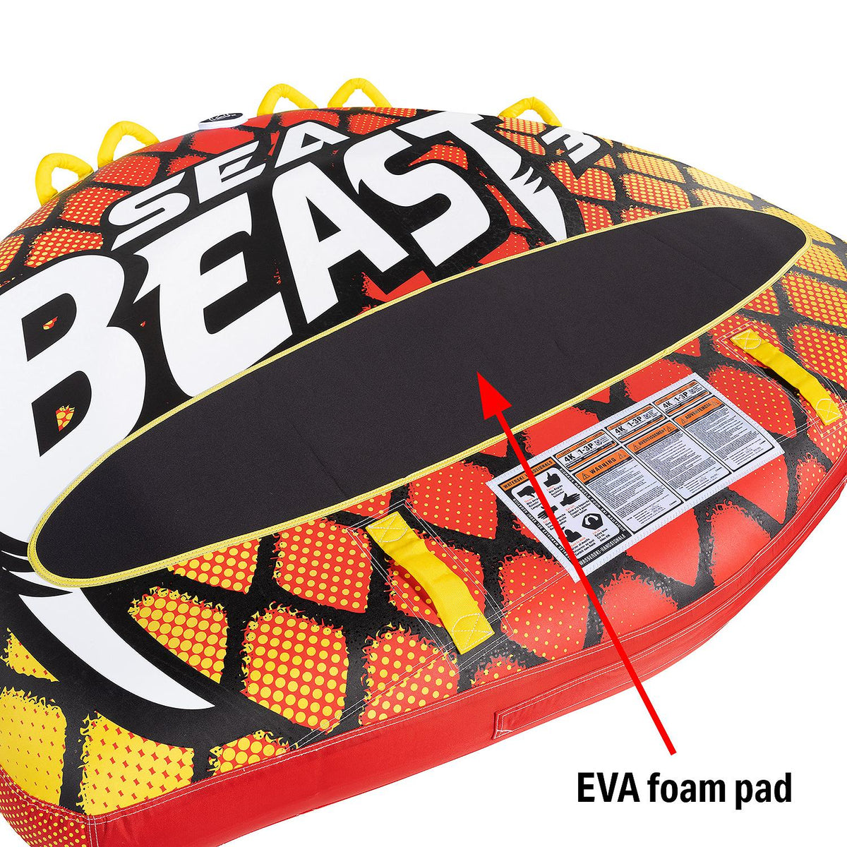 Seachoice 86931 Sea Beast Deck Tube, Reinforced Towing System, For 1 to 3 Riders Up to 510 Lbs., 75 In. X 62 In. - 50-86931 - official Seachoice product image 4