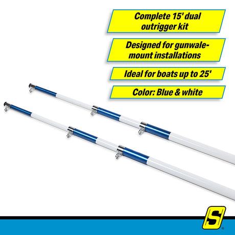 Seachoice Outrigger Kit-15' White/Blue-Complete - 88251 - image 5