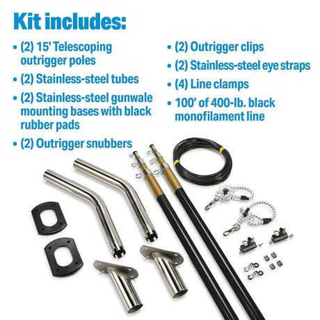 Seachoice Outrigger Kit-15' Black/Gold-Complete - 88261 - image 6