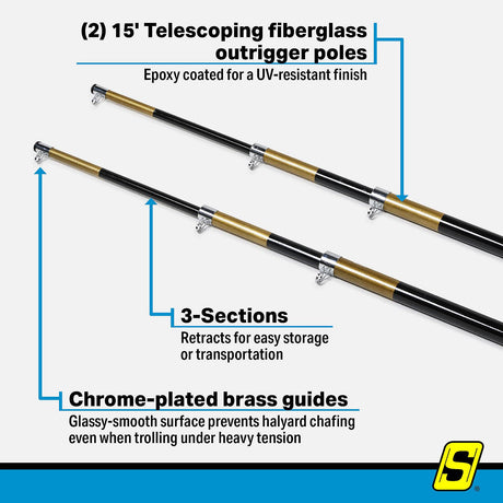 Seachoice Outrigger Kit-15' Black/Gold-Complete - 88261 - image 3