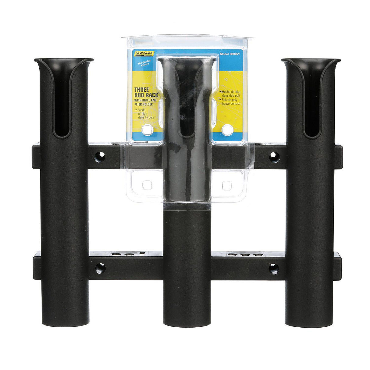 Seachoice Fishing 3-Rod Storage Rack, Holds 3 Fishing Rods with Slots for Knives and Pliers, Black - 89451 - official Seachoice product image 4