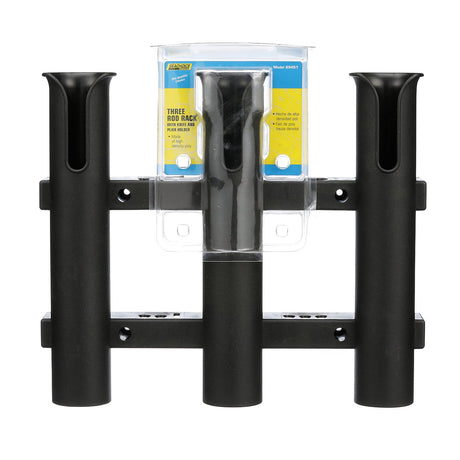 Seachoice Fishing 3-Rod Storage Rack, Holds 3 Fishing Rods with Slots for Knives and Pliers, Black - 89451 - official Seachoice product image 4