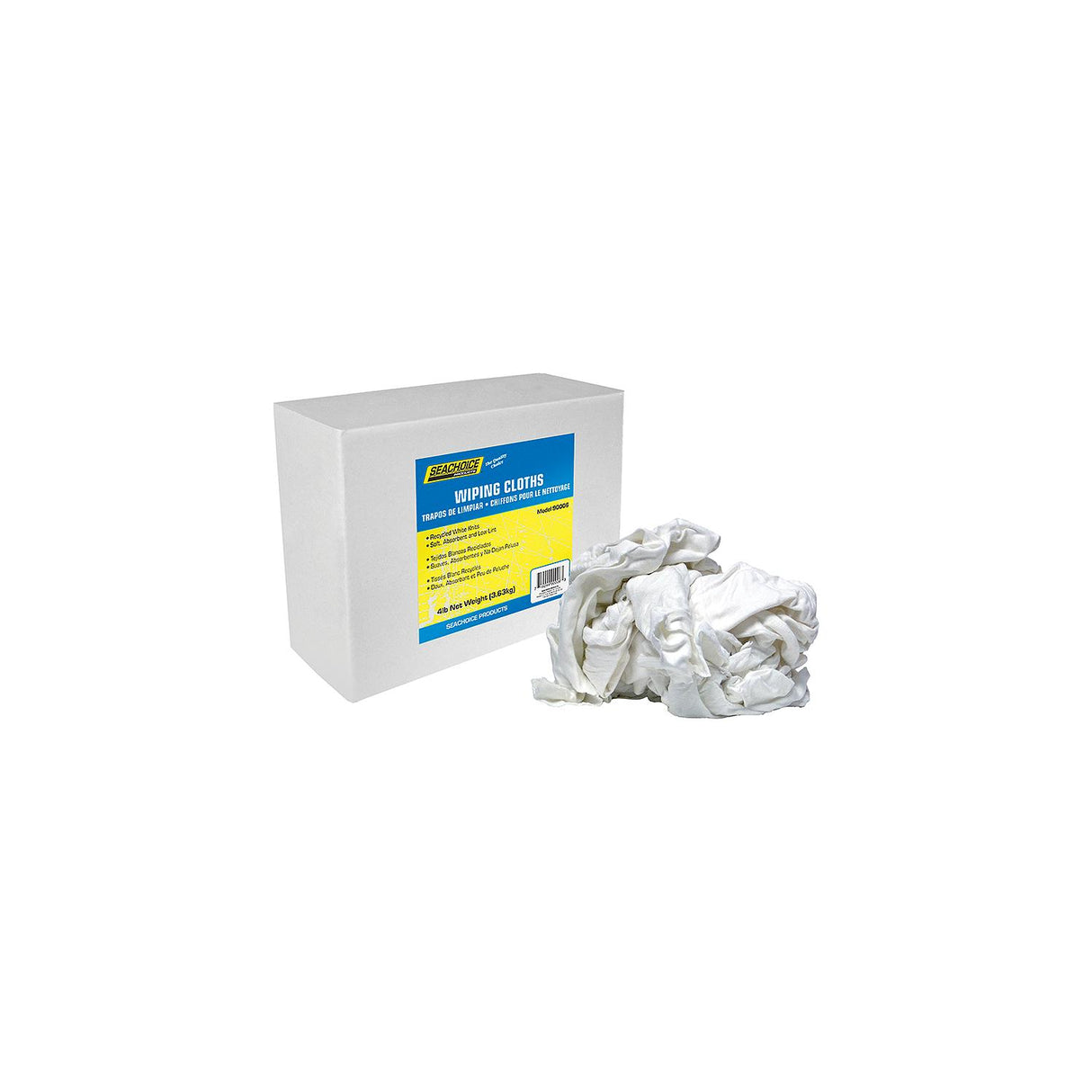 Seachoice Recycled White Knit Wiping Cloths, Low-Lint, 4 Lb. Box - 7402-SS05-SC - official Seachoice product image 5