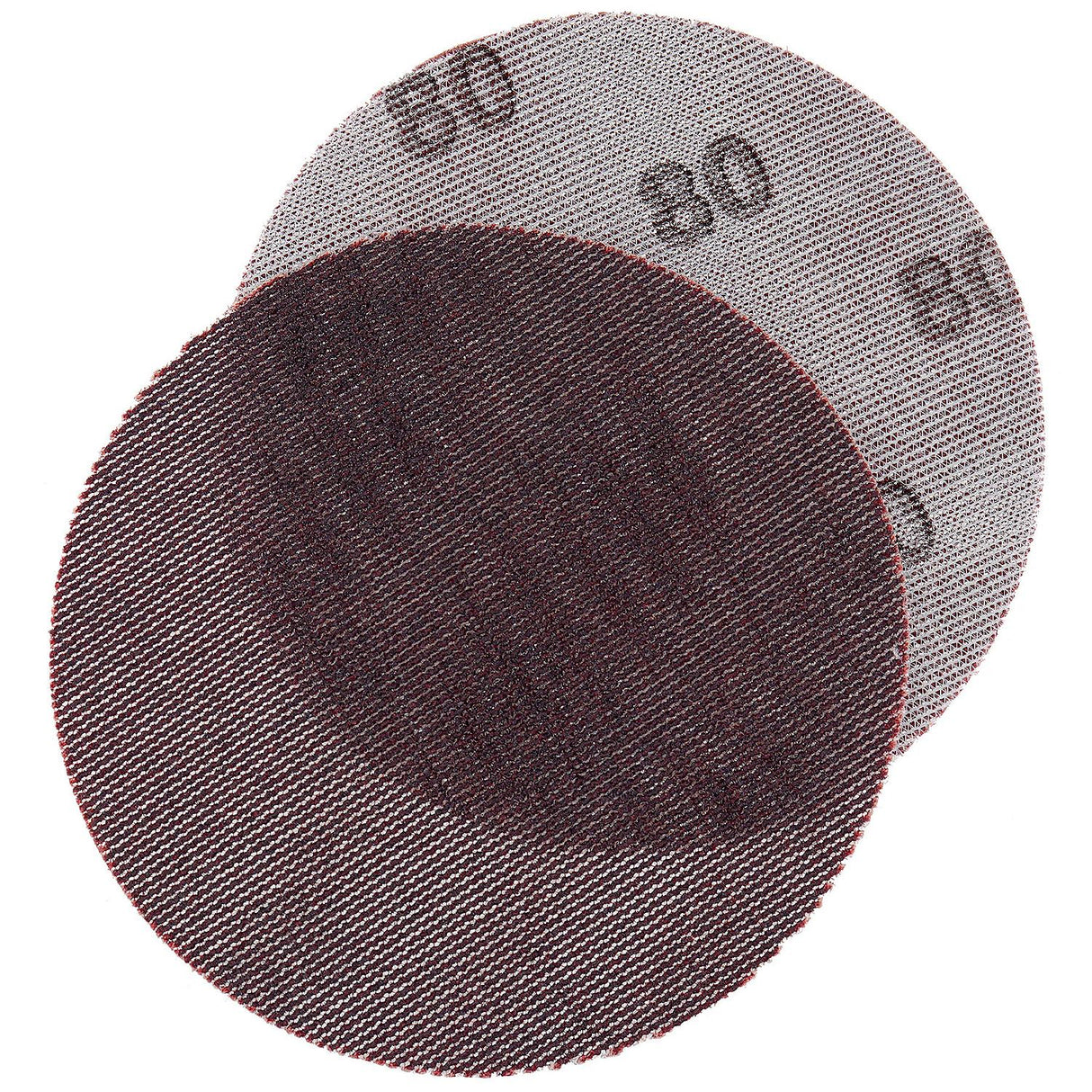 Seachoice 91918 Dust Free Aluminum Oxide Mesh Hook & Loop Discs - Closed Coat, Grade 80, Brown, 25/pk - 91918