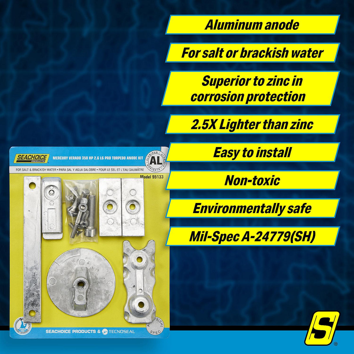 Seachoice 95133 Aluminum Anode Kit For Mercury Verado 350 2.6 L6 Pro Torpedo - 95133 - official Seachoice product image 7