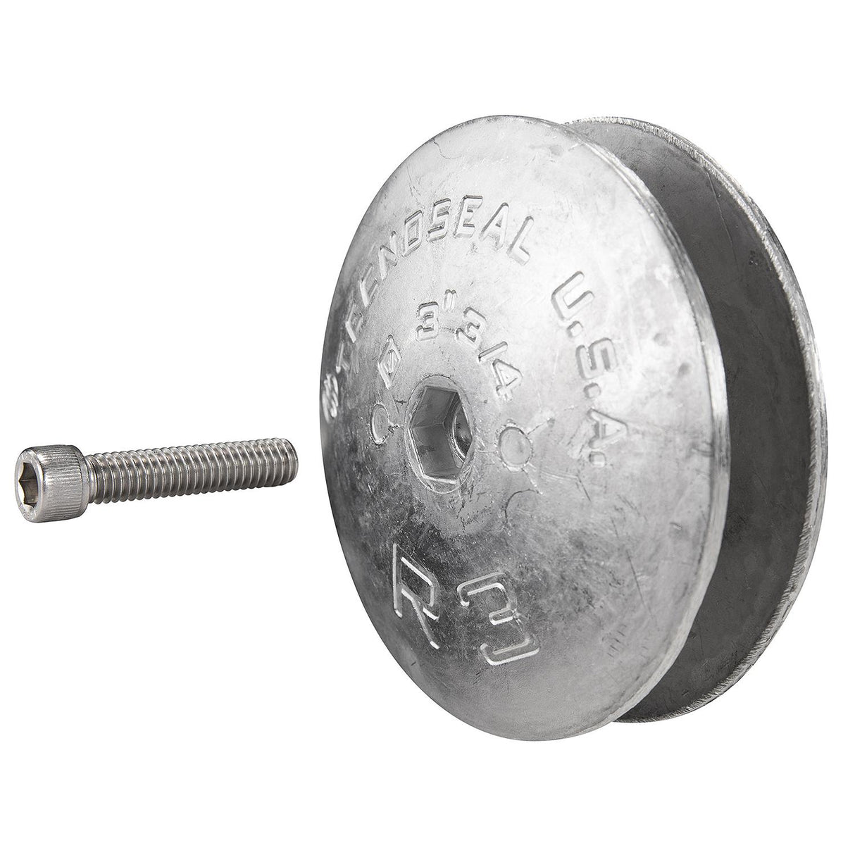 Seachoice 95607 Rudder & Trim Tab Anode w/Allen Screw, Aluminum, Model R3, Size 3-3/4" dia. x 1/2" - 95607 - official Seachoice product image 4