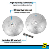 Seachoice 95607 Rudder & Trim Tab Anode w/Allen Screw, Aluminum, Model R3, Size 3-3/4" dia. x 1/2" - 95607 - official Seachoice product image 5