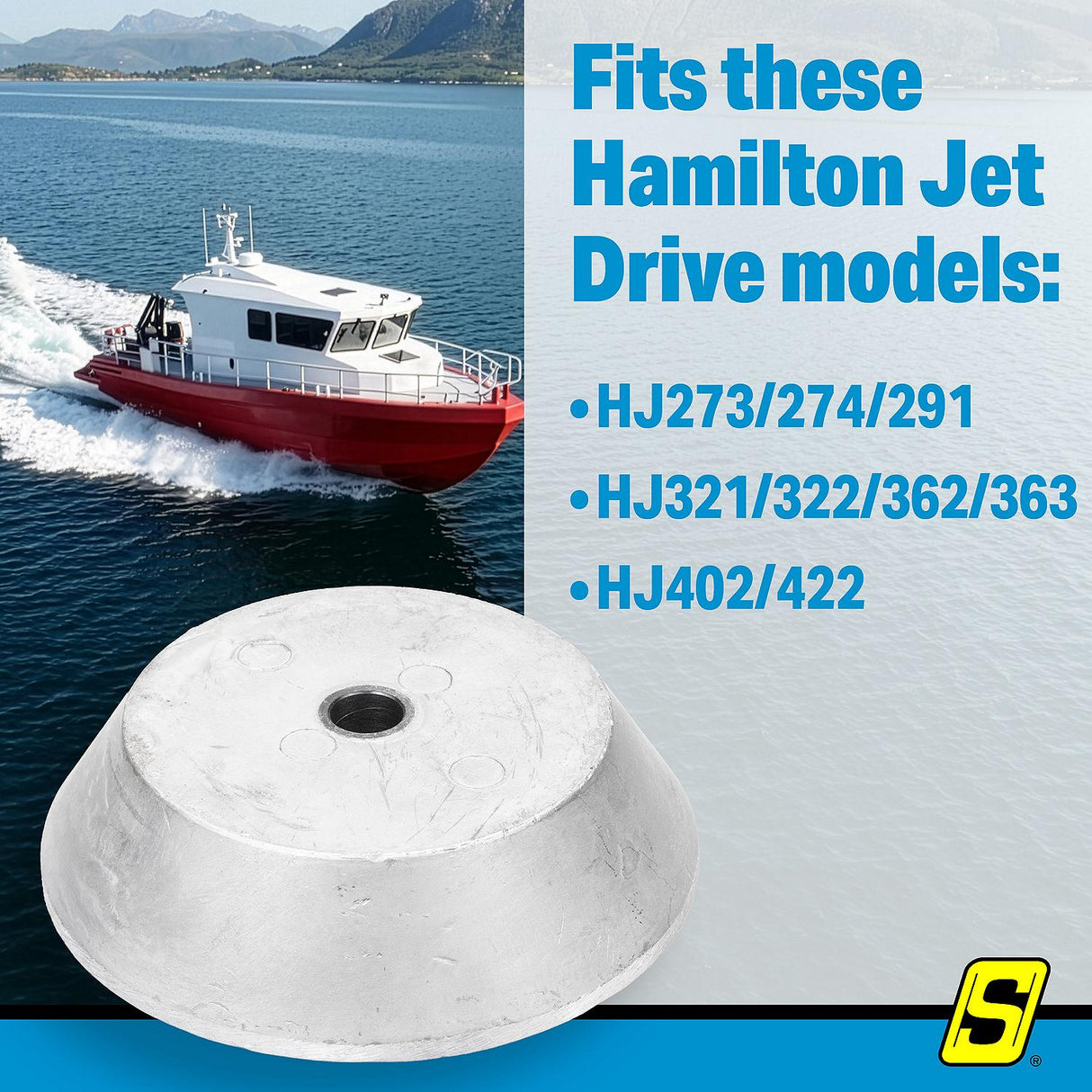 Seachoice 95641 Hamilton Jet Drive Anode, Fits: HJ273/274/291; HJ321/322/362/363; HJ402/422 - 95641 - official Seachoice product image 7