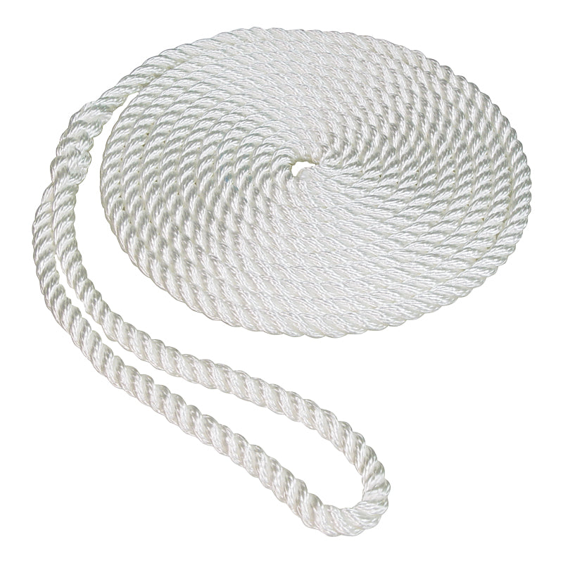 Seasense 100% Twisted Nylon Dock Line (White, Diameter 1/2", Length 15') - 50013009 - image 1