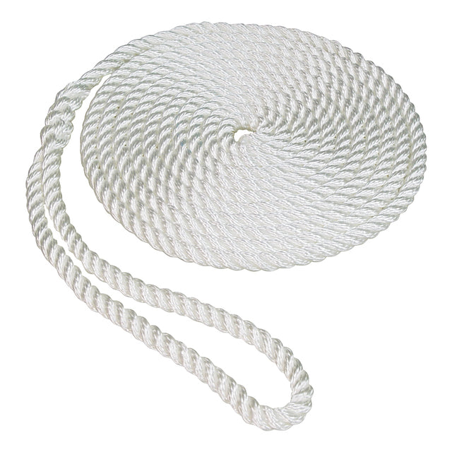Seasense 100% Twisted Nylon Dock Line (White, Diameter 1/2", Length 20') - 50013010 - image 1