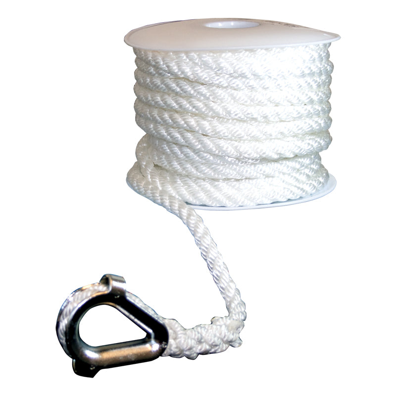 Seasense Three-Strand Twisted Nylon Anchor Line Spool (White, Diameter 5/16", Length 75') - 50013052 - image 1