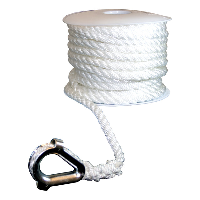 Seasense Three-Strand Twisted Nylon Anchor Line Spool (White, Diameter 5/16", Length 75') - 50013052 - image 1