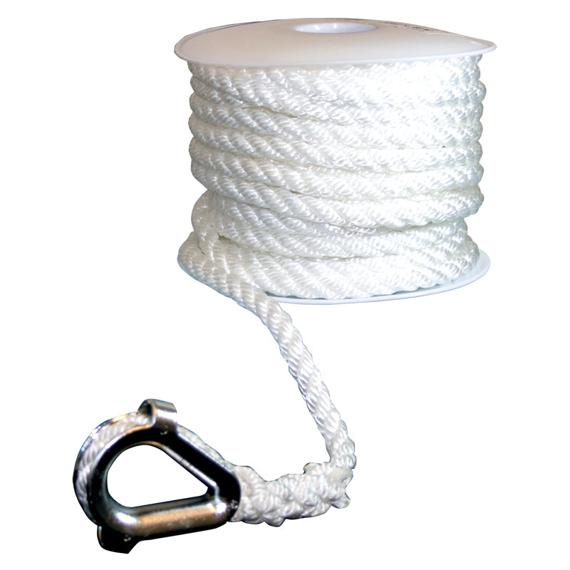Seasense Three-Strand Twisted Nylon Anchor Line Spool (White, Diameter 1/2", Length 200') - 50013032 - image 2