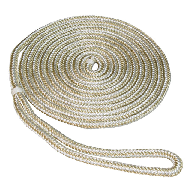 Seasense Premium Double Braid Nylon Dock Line (Gold/White, Diameter 3/8", Length 15') - 50013060 - image 1