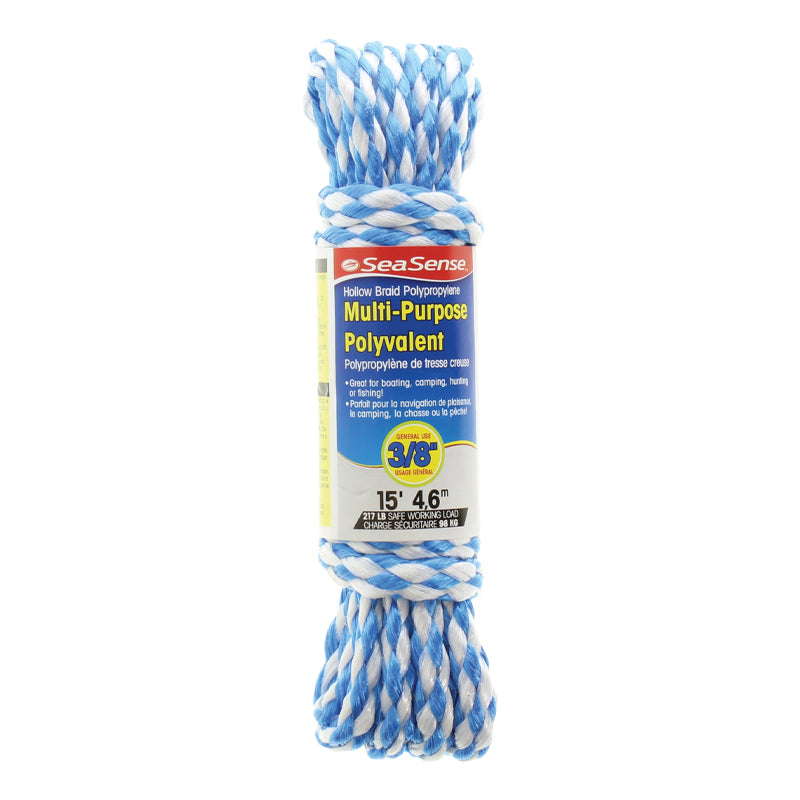 Seasense Hollow Braid Polypropylene Rope (Blue/White, Diameter 3/8", Length 15') - 50013144 - image 2