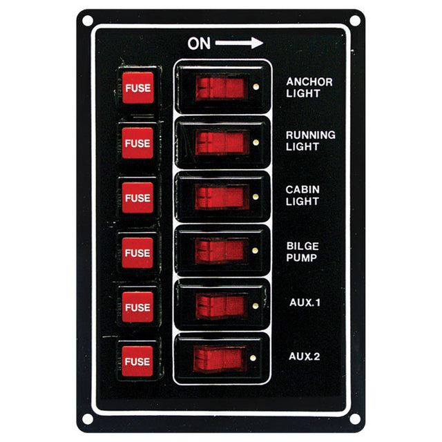 Seasense Standard Rocker Switch Panel (6 Gang) - 50031275 - image 1