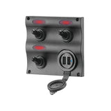 Seasense L.E.D. Wave Design Toggle Switch Panel with USB Charger Port (3 Gang) - 50031298 - image 1