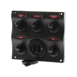 Seasense L.E.D. Wave Design Toggle Switch Panel with USB Charger Port (5 Gang) - 50031299 - image 2