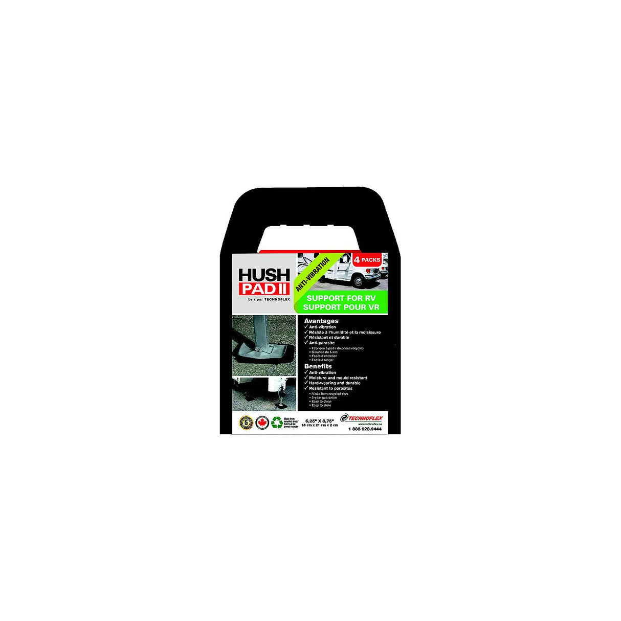 Leisure Time HP0608 Stabilizer Support Hush Pad II for RV Trailer Jacks - 4 Pack - HP0608