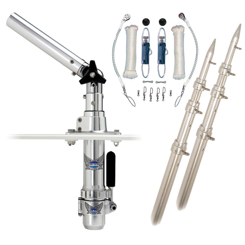 Kit de estabilizador Rupp Classic Top Gun con postes de 15' y kit completo de aparejo de una sola línea con clips de liberación Klickers [RAD-TPGN-15T]