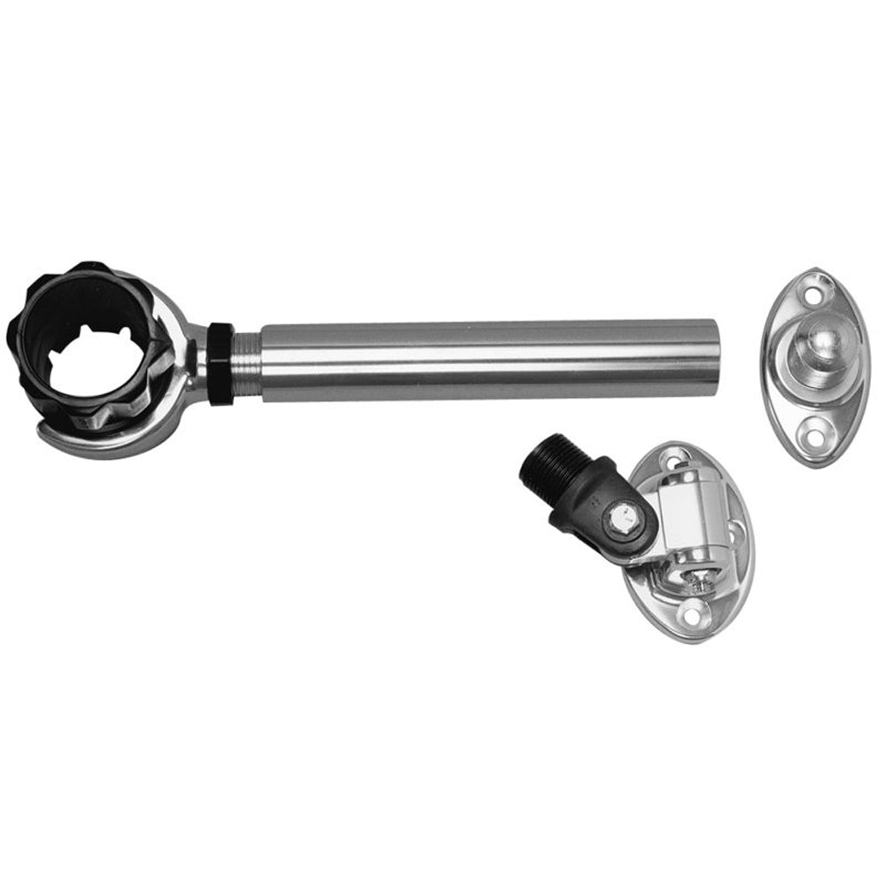Soporte de antena roscado Rupp con montaje plano de 6", base ovalada de 4 vías y collar de 1,5" [PAK-0006]