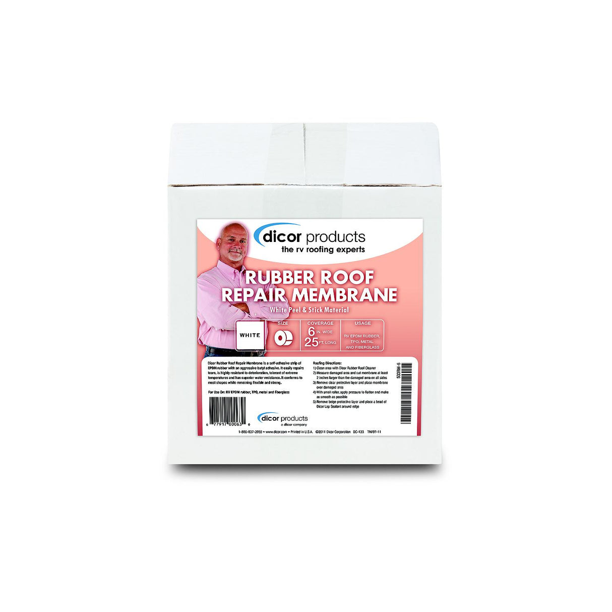 Dicor Corporation Dicor EPDM Rubber Roof Repair Membrane, 6" x 25' - 533RM-6 - image 1