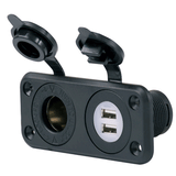 Marinco SeaLink&reg; Deluxe Dual USB Charger & 12V Receptacle - 12VCOMBO