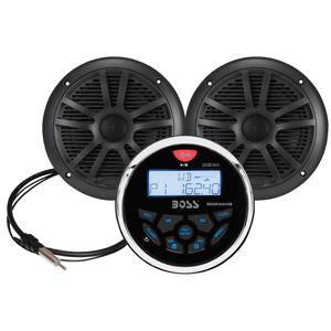 Boss Audio MCKGB350W.6 Marine Stereo &amp; 6.5" Speaker Kit - Black - MCKGB350B.6