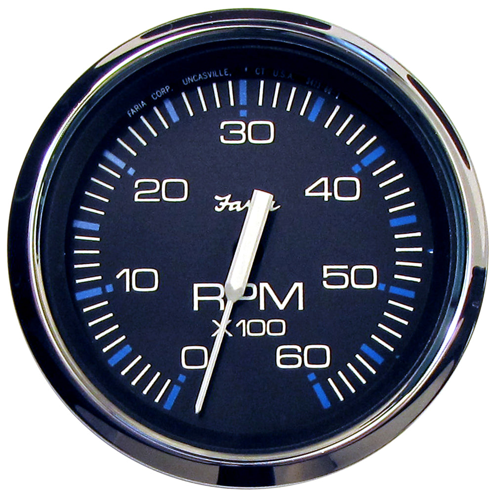 Tacómetro Faria Chesapeake negro de 4" - 6000 RPM (gas) (E/S interna) [33710]