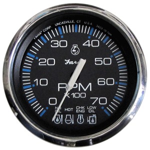 Faria Beede Instruments Faria Chesapeake Black SS 4" Tachometer w/Systemcheck Indicator - 7000 RPM (Gas) f/ Johnson / Evinrude Outboard) - 33750