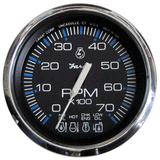 Faria Beede Instruments Faria Chesapeake Black SS 4" Tachometer w/Systemcheck Indicator - 7000 RPM (Gas) f/ Johnson / Evinrude Outboard) - 33750