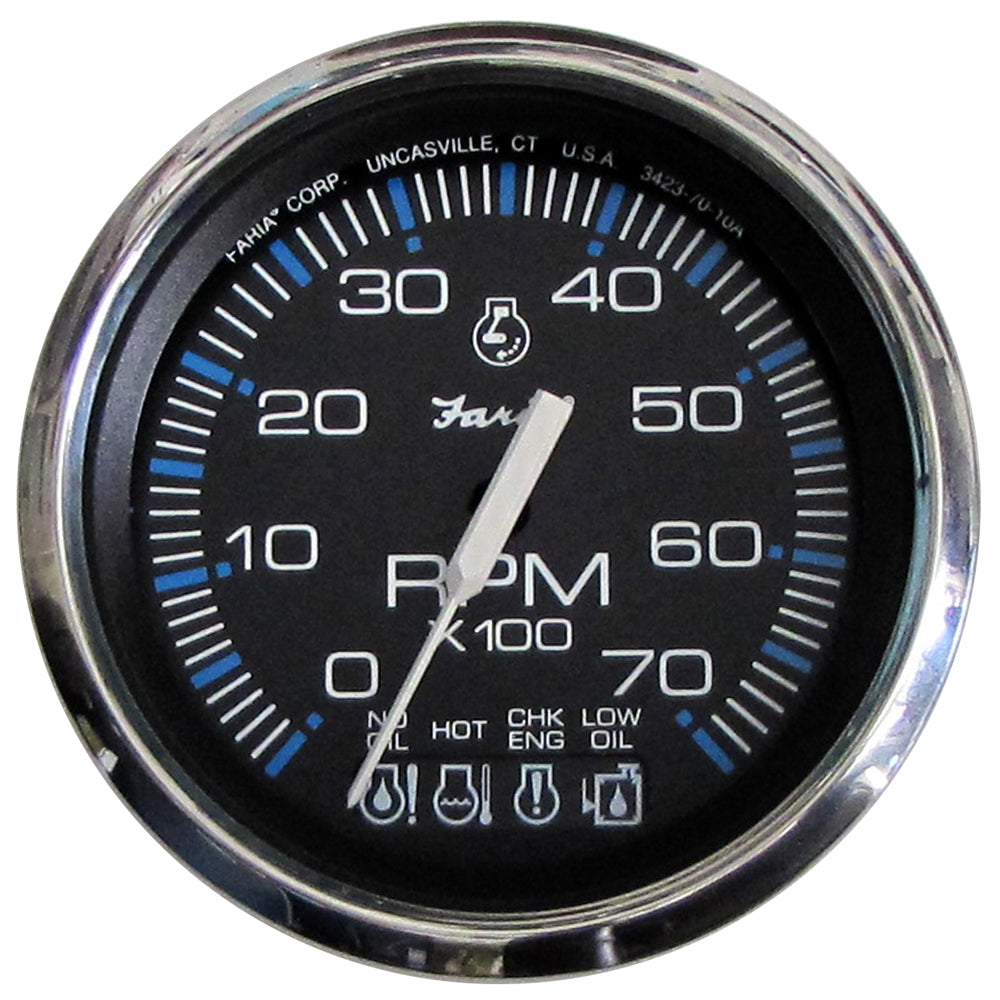 Tacómetro Faria Chesapeake Black SS de 4" con indicador Systemcheck - 7000 RPM (gasolina) para fueraborda Johnson / Evinrude) [33750]