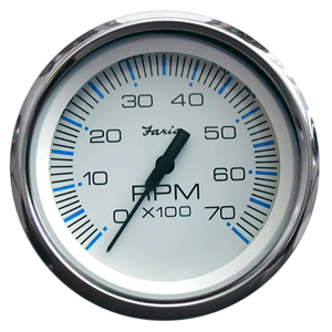 Faria Beede Instruments Faria Chesapeake White SS 4" Tachometer - 7000 RPM (Gas) (All Outboards) - 33817