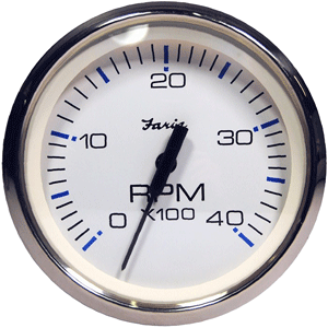 Faria Beede Instruments Faria Chesapeake White SS 4" Tachometer - 4000 RPM (Diesel) (Magnetic Pick-Up) - 33818