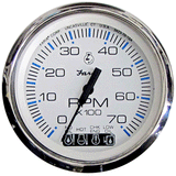 Faria Beede Instruments Faria Chesapeake White SS 4" Tachometer w/Systemcheck Indicator - 7000 RPM (Gas) (Johnson/Evinrude Outboard) - 33850