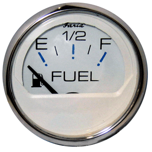 Faria Beede Instruments Faria Chesapeake White SS 2" Fuel Level Gauge (E-1/2-F) - 13801