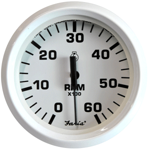 Faria Beede Instruments Faria Dress White 4" Tachometer - 6000 RPM (Gas) (Inboard &amp; I/O) - 33103